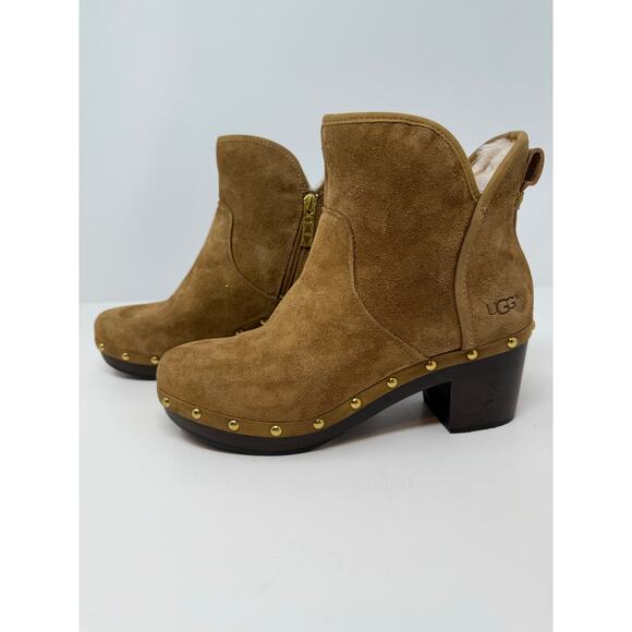 Ugg Ankle Booties Women's 8 Chestnut Brown Suede Cam II Platform Boot EUC - Picture 2 of 14